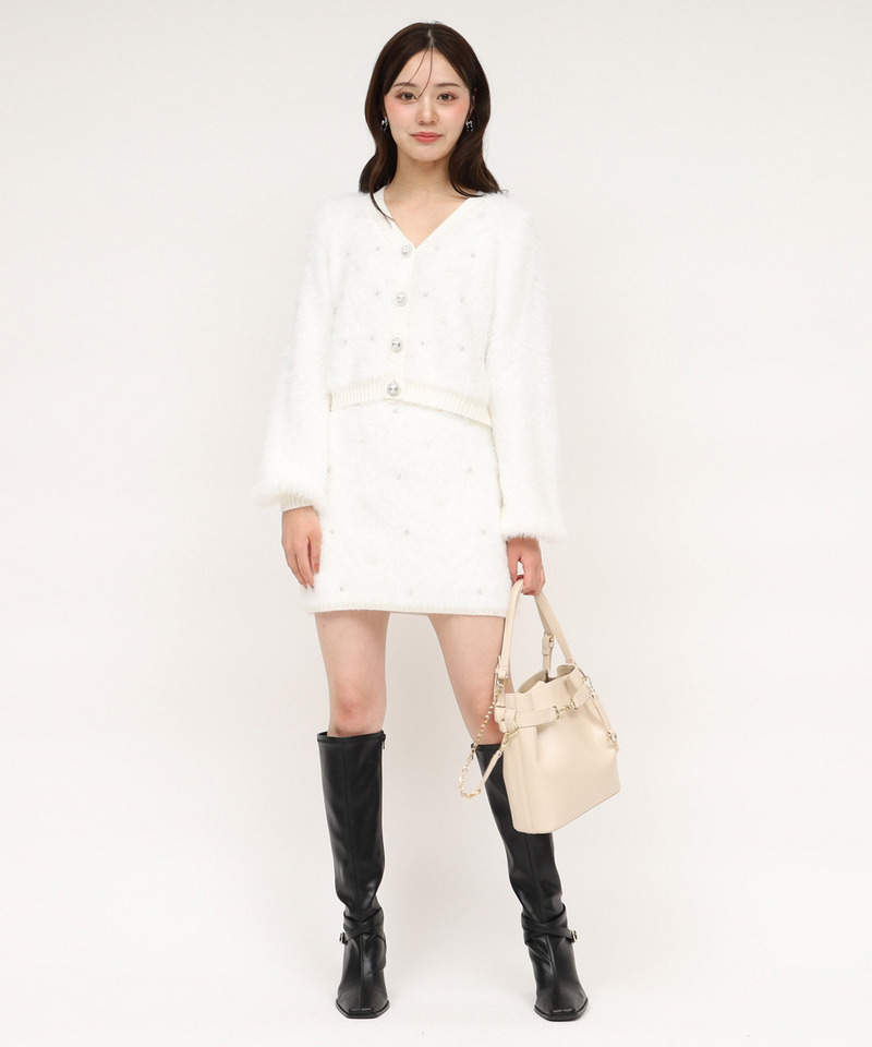 パールビジューシャギーミニスカート 詳細画像 オフホワイト 6