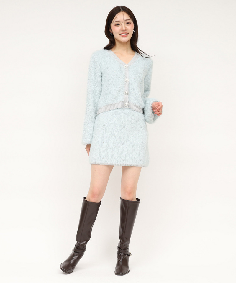 パールビジューシャギーミニスカート 詳細画像 ブルー 2