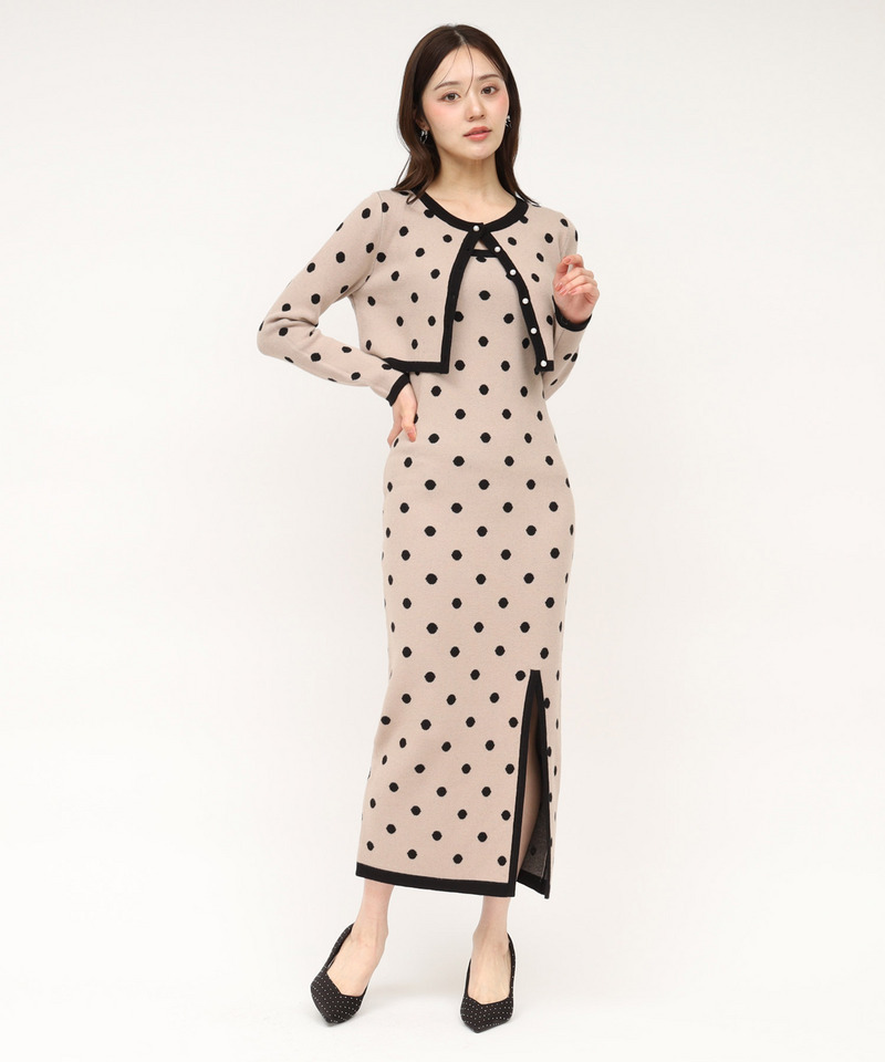 アンサンブルドットタイトワンピース 詳細画像 ベージュ 1