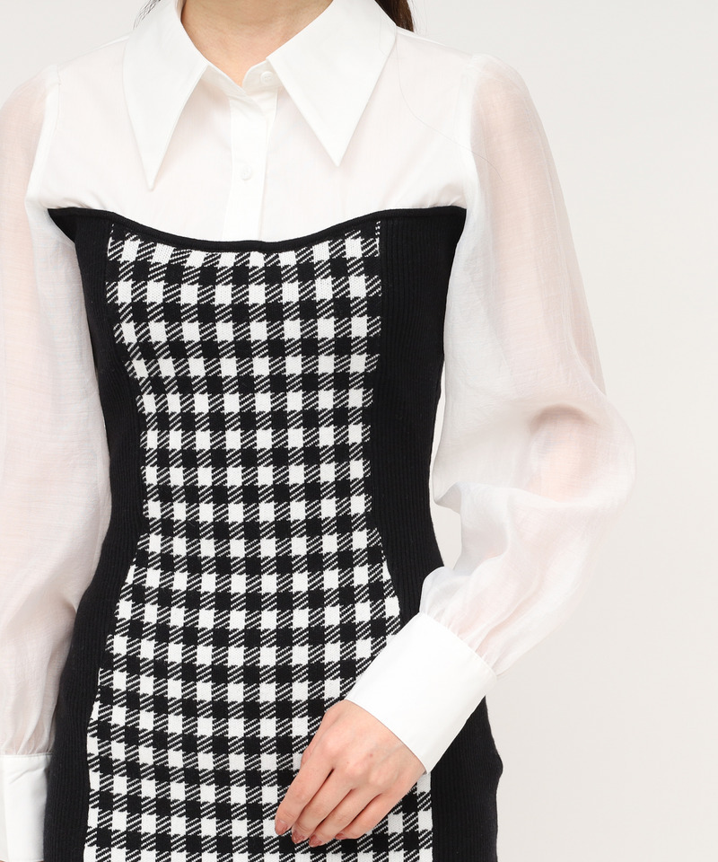 シャツドッキングシェイプアップミニワンピース 詳細画像 ブラック 5