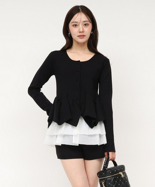 ランダムフリルヘムシアードッキングトップス