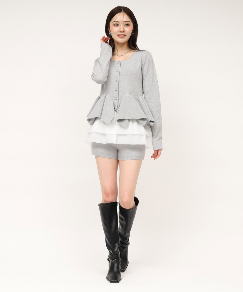 ランダムフリルヘムシアードッキングトップス 詳細画像 グレー 2