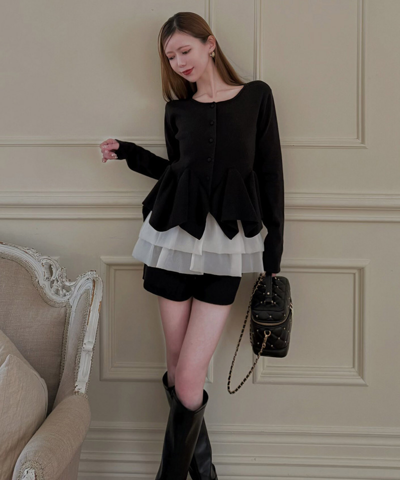 ランダムフリルヘムシアードッキングトップス 詳細画像 ブラック 9