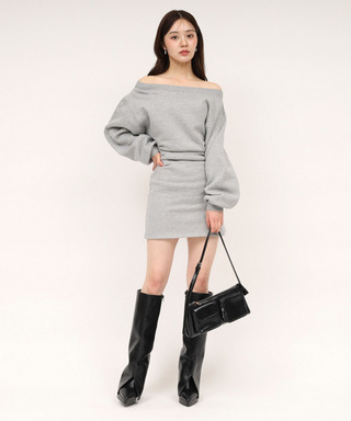 スウェットオフショルミニワンピース