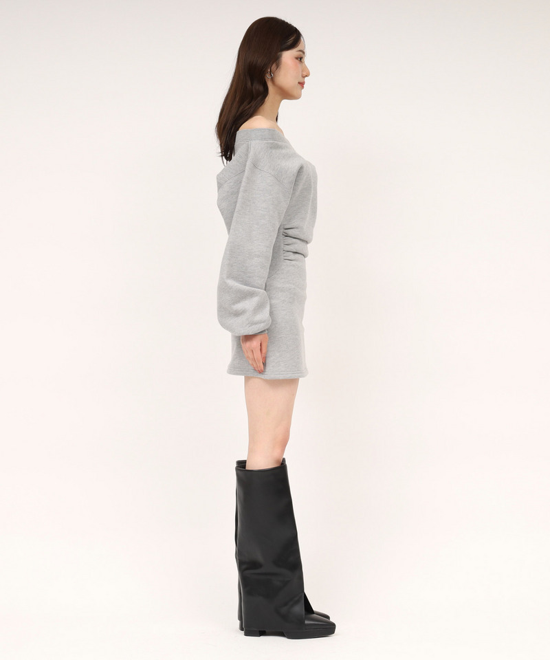 スウェットオフショルミニワンピース 詳細画像 グレー 2