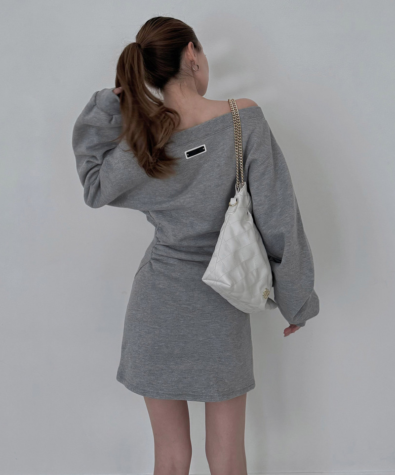 スウェットオフショルミニワンピース 詳細画像 グレー 9