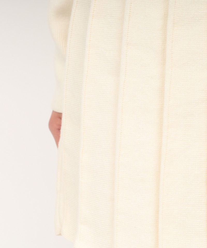 オフショル配色プリーツニットミニワンピース 詳細画像 オフホワイト 7