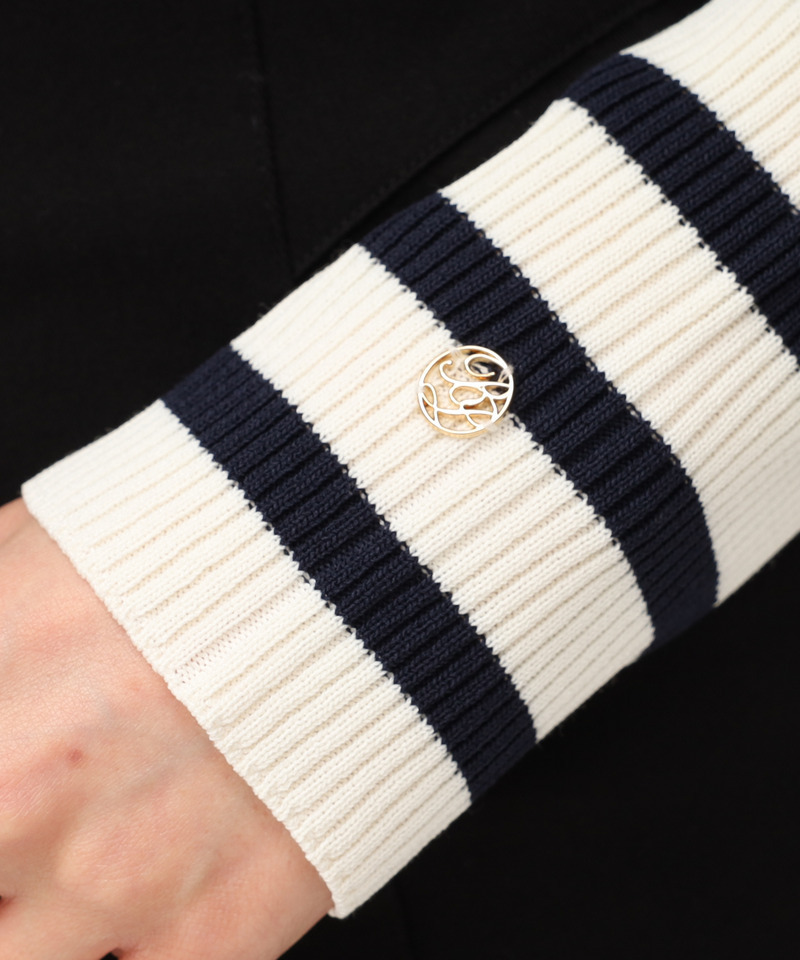 ウォッシャブルアシメネック長袖ニットトップス 詳細画像 ボーダー 6