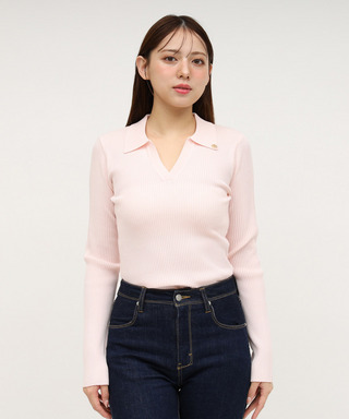 ウォッシャブルスキッパー長袖ニットトップス