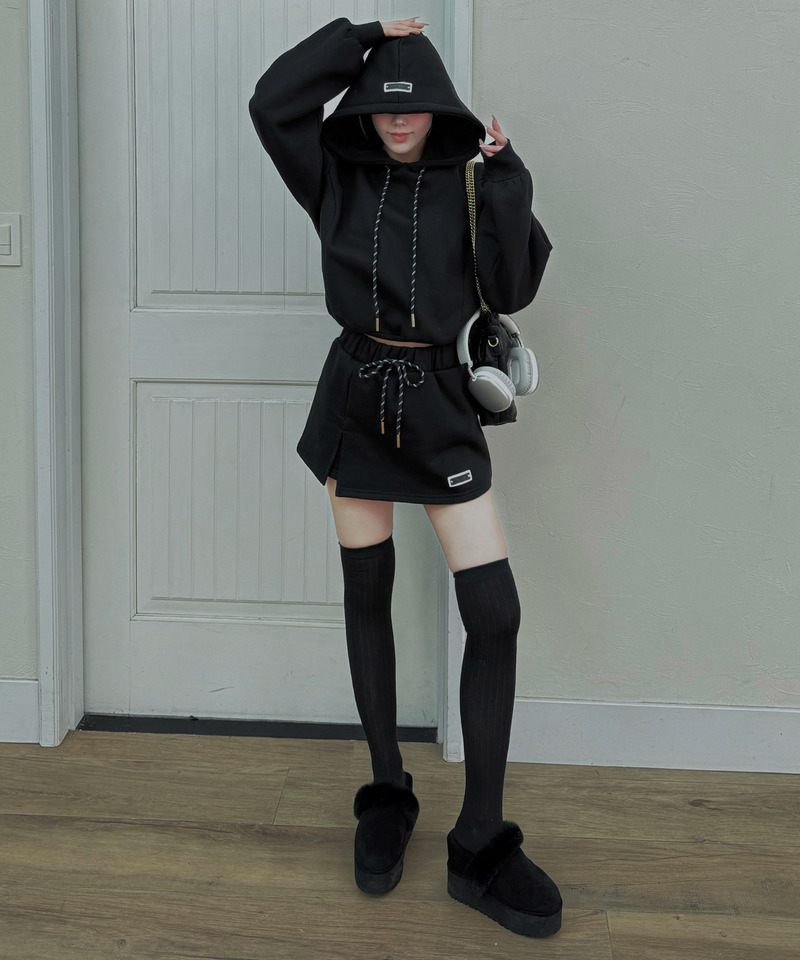 インナーパンツ付スウェットミニスカート 詳細画像 ブラック 8