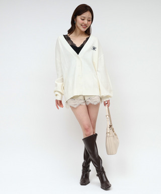 柄編みビッグシルエットカーディガン