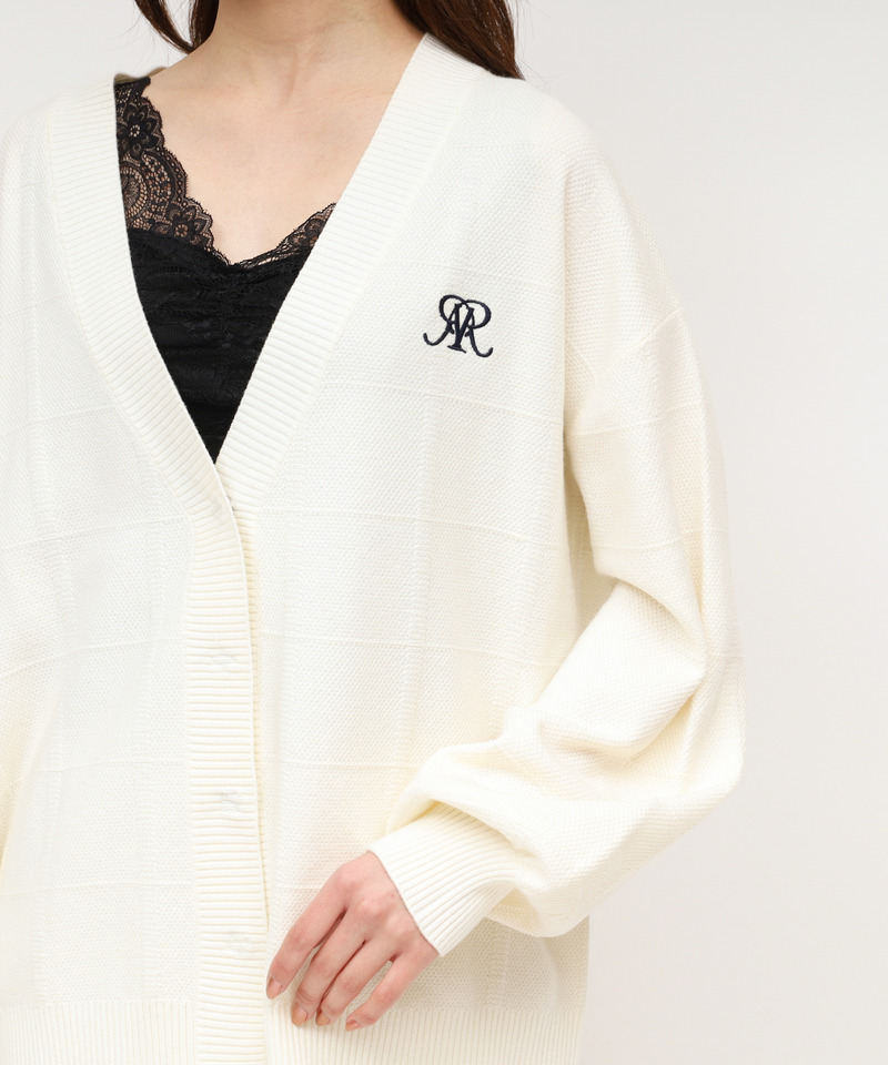 柄編みビッグシルエットカーディガン 詳細画像 オフホワイト 5