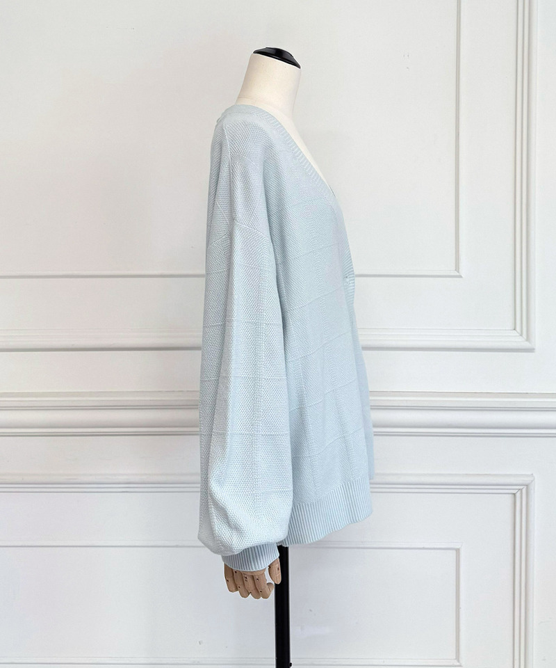 柄編みビッグシルエットカーディガン 詳細画像 ブルー 3