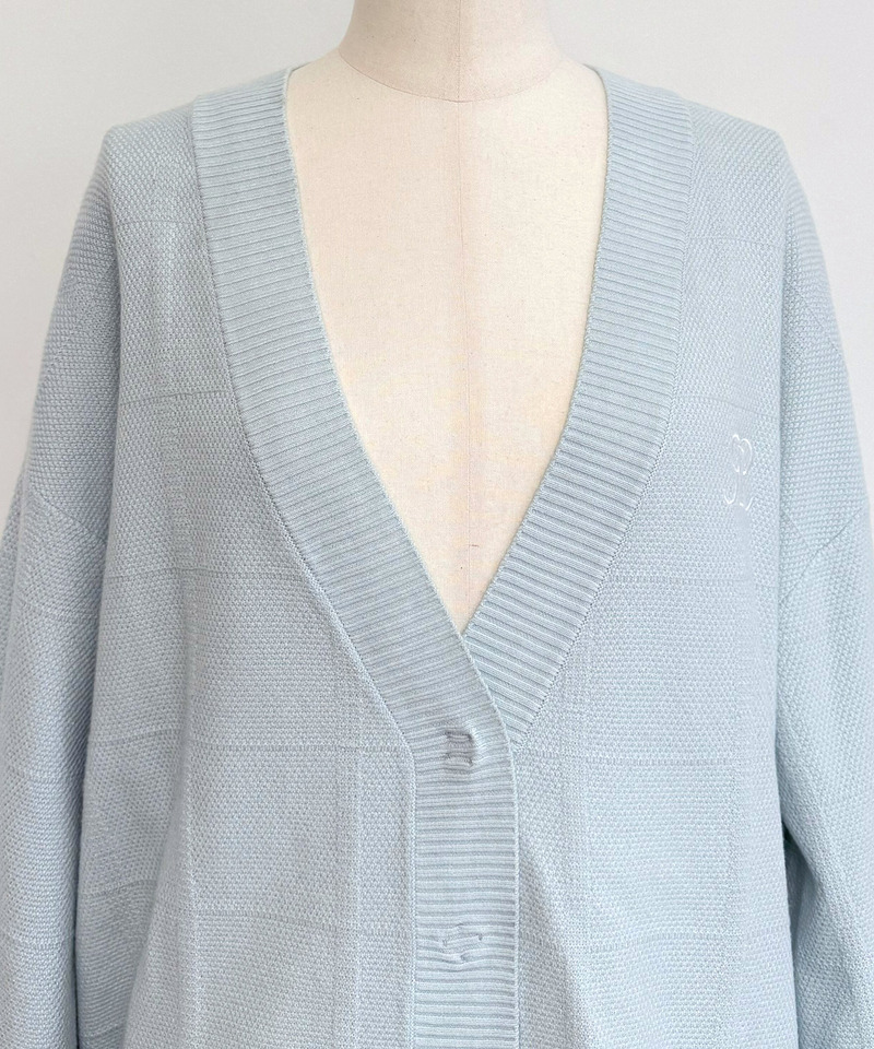 柄編みビッグシルエットカーディガン 詳細画像 ブルー 4
