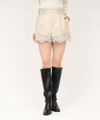 レザーレースショートパンツ