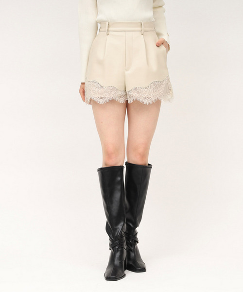 レザーレースショートパンツ 詳細画像
