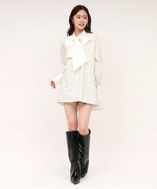 ビッグボウタイストライプシャツ