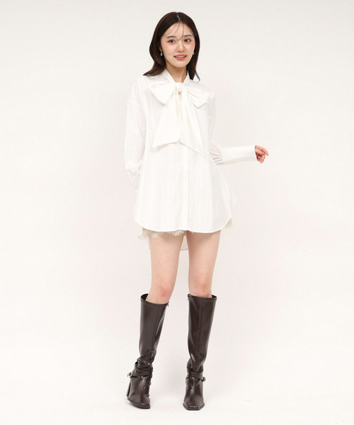 ビッグボウタイストライプシャツ 詳細画像