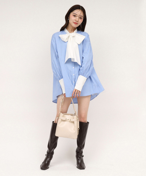 ビッグボウタイストライプシャツ 詳細画像