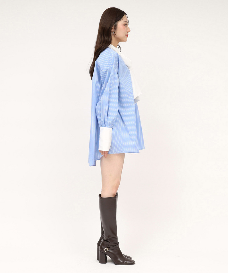 ビッグボウタイストライプシャツ 詳細画像 ブルー 2
