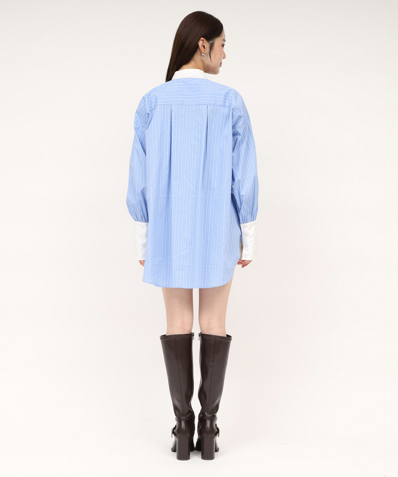 ビッグボウタイストライプシャツ 詳細画像 ブルー 3