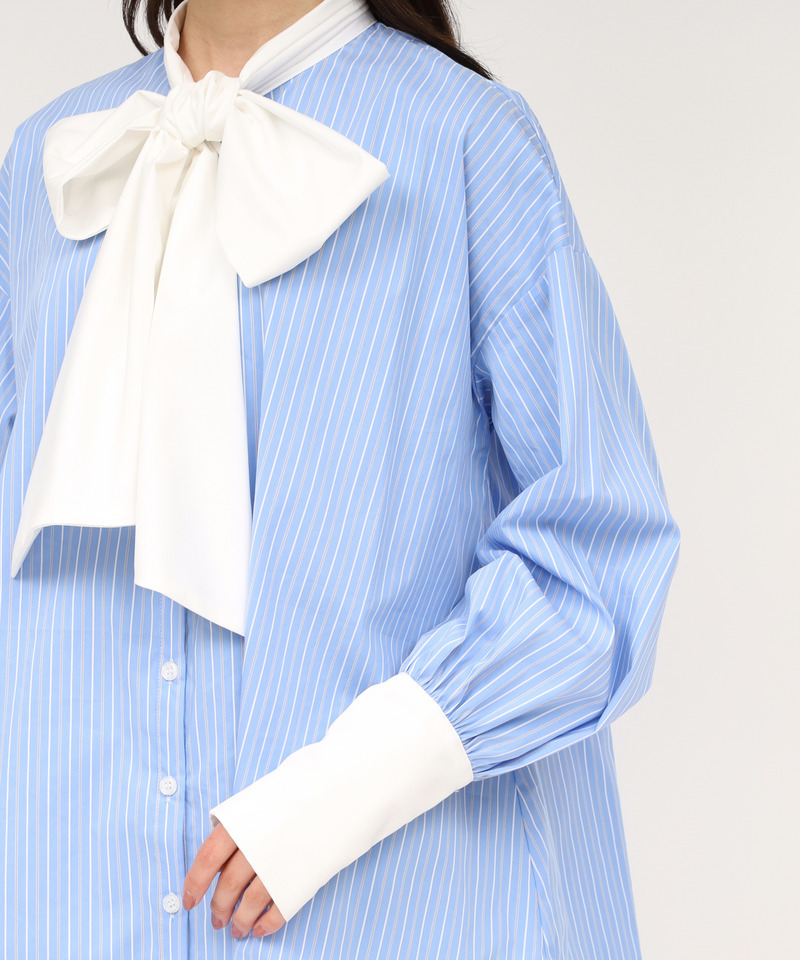 ビッグボウタイストライプシャツ 詳細画像 ブルー 6