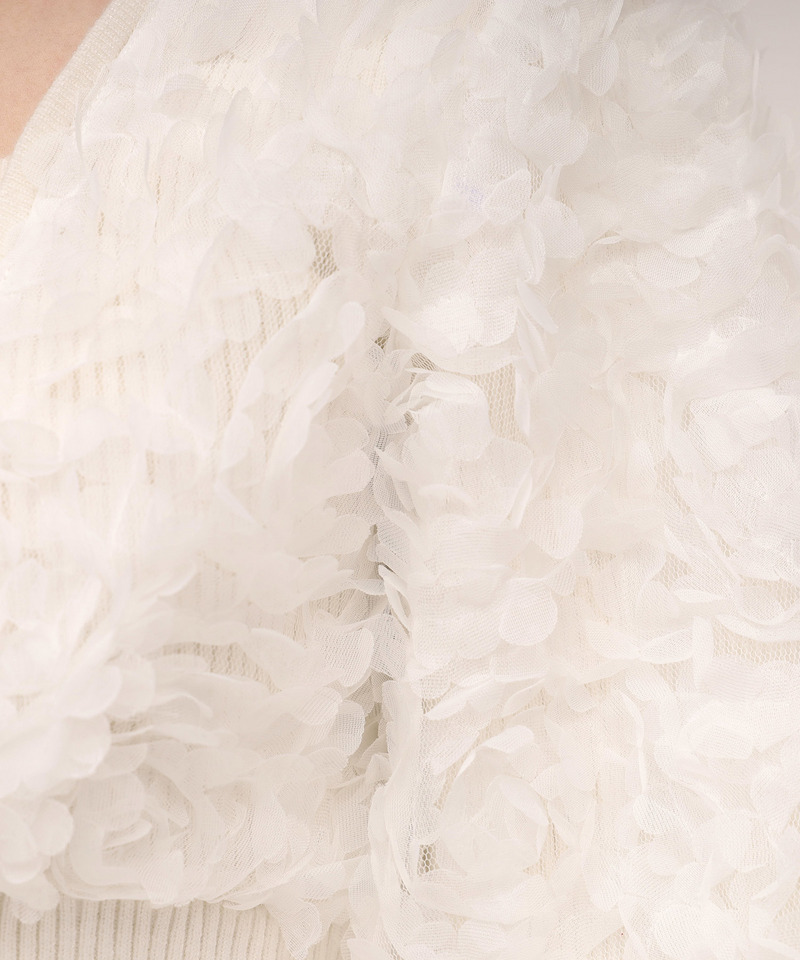 3Dフラワーチュールドッキングニットタイトワンピース 詳細画像 オフホワイト 7