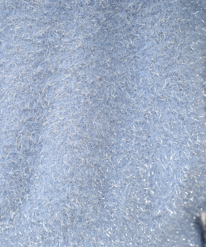 チェーントリミングマルチ釦ラメシャギーカーディガン 詳細画像 ブルー 8