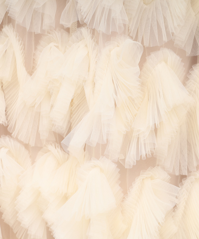 ツイード切替フリルチュールフレアスカート 詳細画像 ベージュ 7