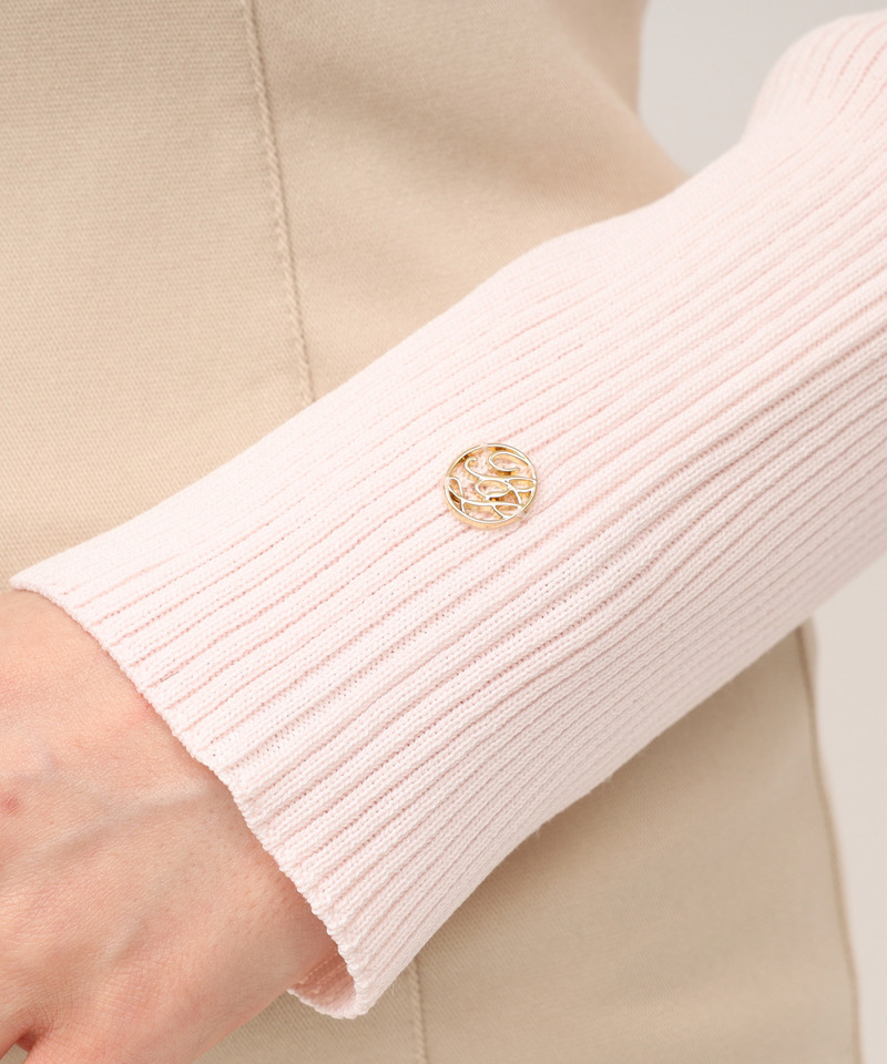 ウォッシャブルカットアウト長袖ニットトップス 詳細画像 ピンク 6