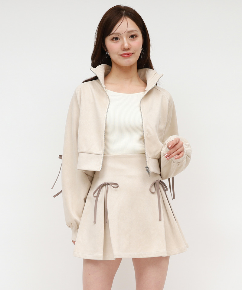 アソート配色リボントラックジャケット 詳細画像 ベージュ 1