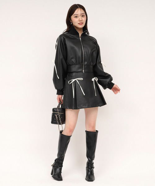 アソート配色リボンミニスカート 詳細画像