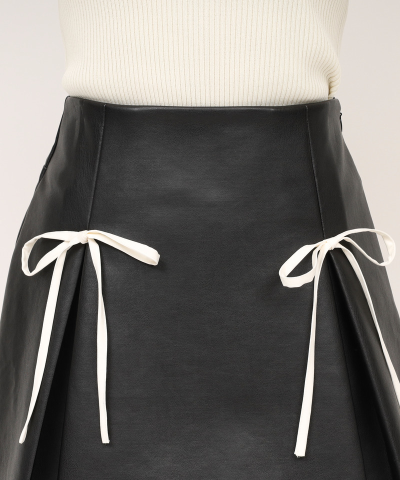 アソート配色リボンミニスカート 詳細画像 ブラック 5