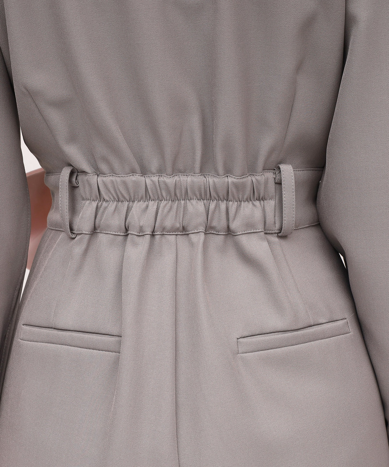 【丈が選べる】リボンベルト付ケープ風オールインワン 詳細画像 グレー 11