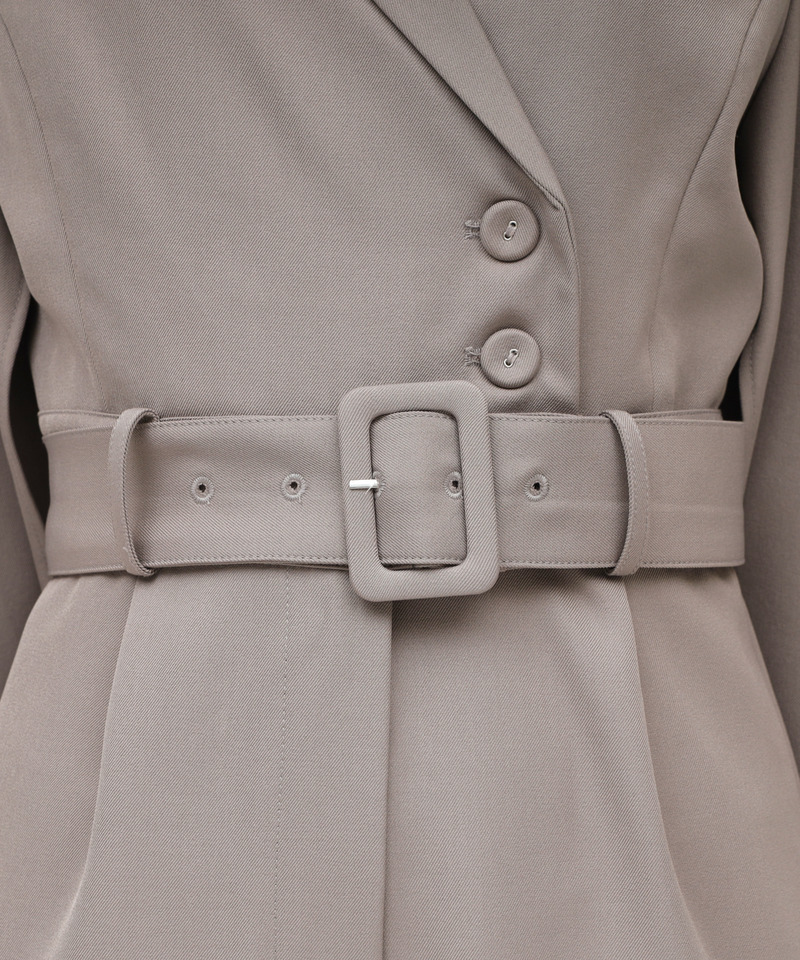 【丈が選べる】リボンベルト付ケープ風オールインワン 詳細画像 グレー 12