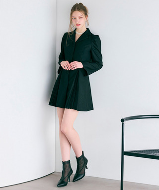 ラメツイードプリーツミニワンピース