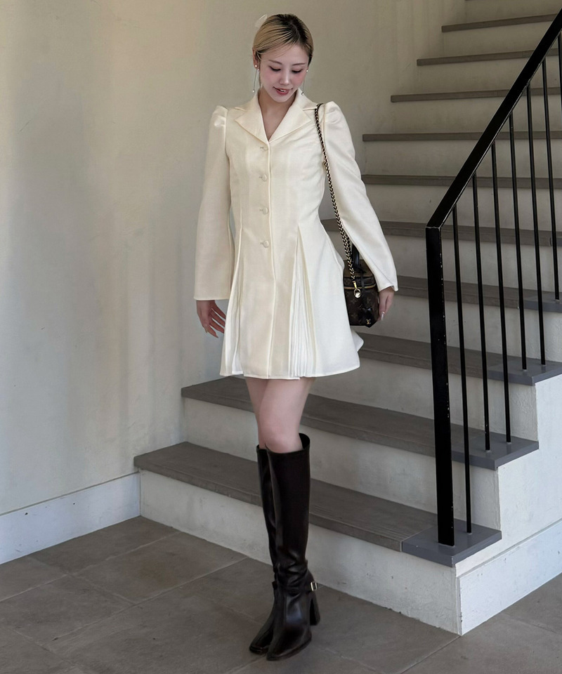 ラメツイードプリーツミニワンピース 詳細画像 オフホワイト 4