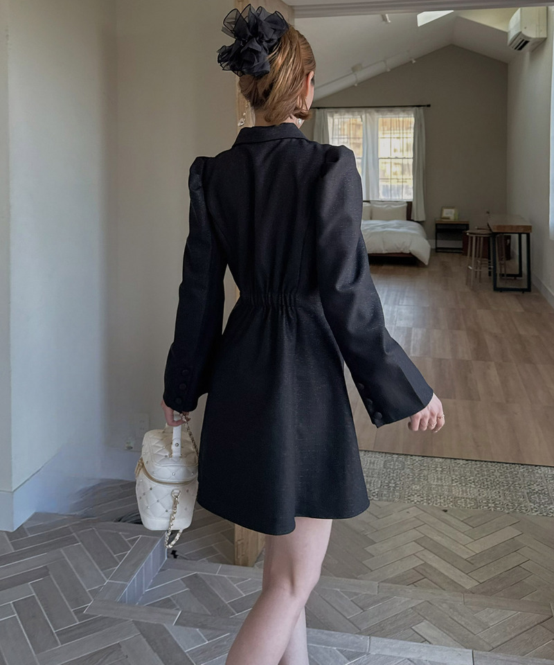 ラメツイードプリーツミニワンピース 詳細画像 ブラック 13