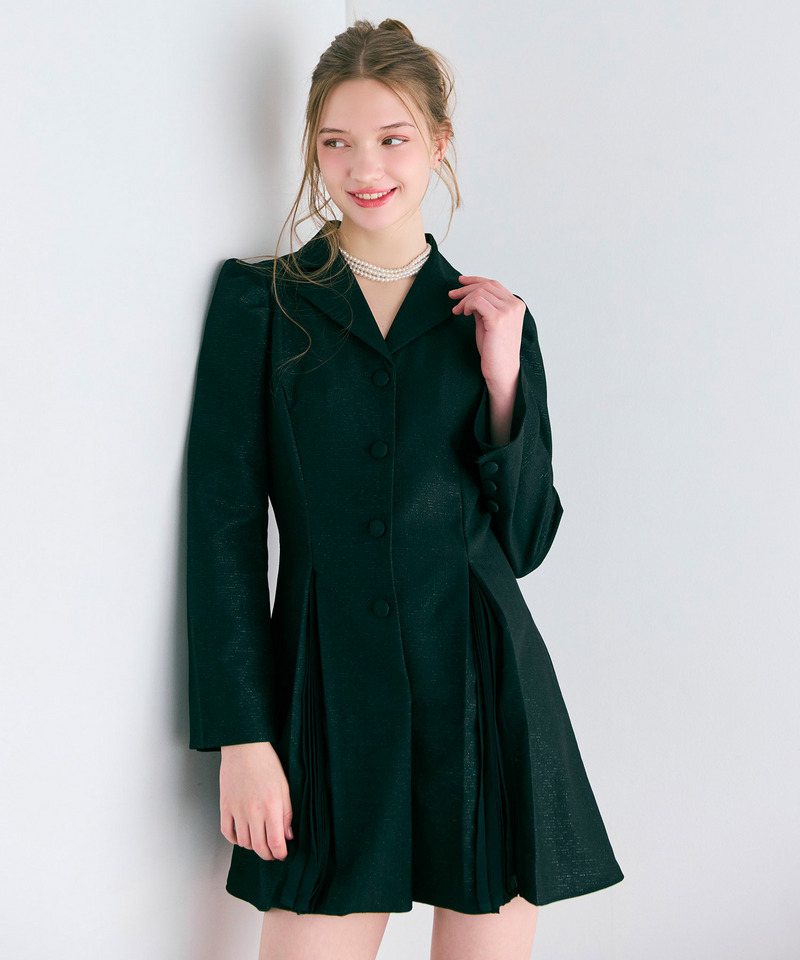 ラメツイードプリーツミニワンピース 詳細画像 ブラック 15