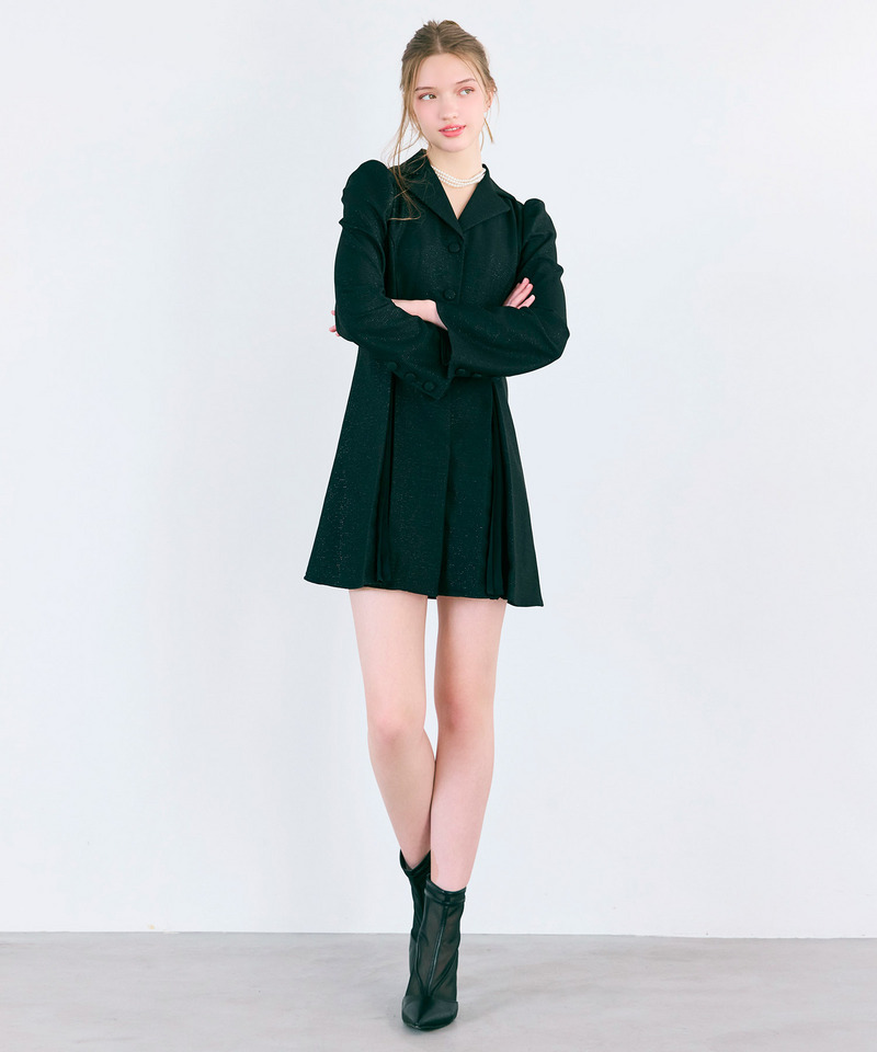 ラメツイードプリーツミニワンピース 詳細画像 ブラック 16