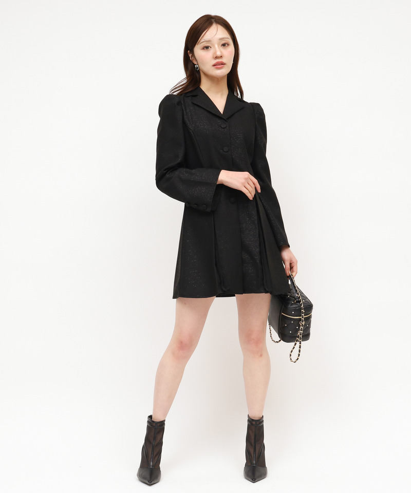 ラメツイードプリーツミニワンピース 詳細画像 ブラック 2