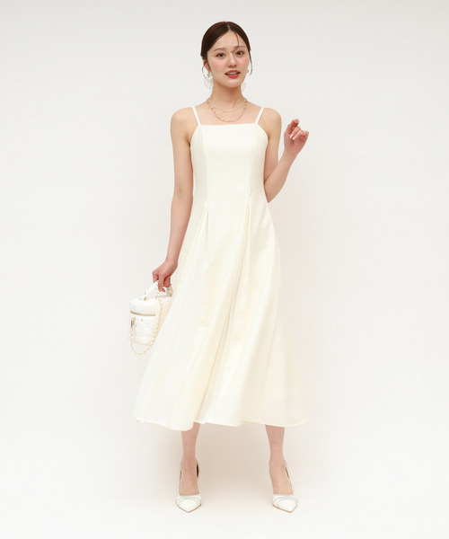 ラメツイードプリーツロングフレアワンピース 詳細画像