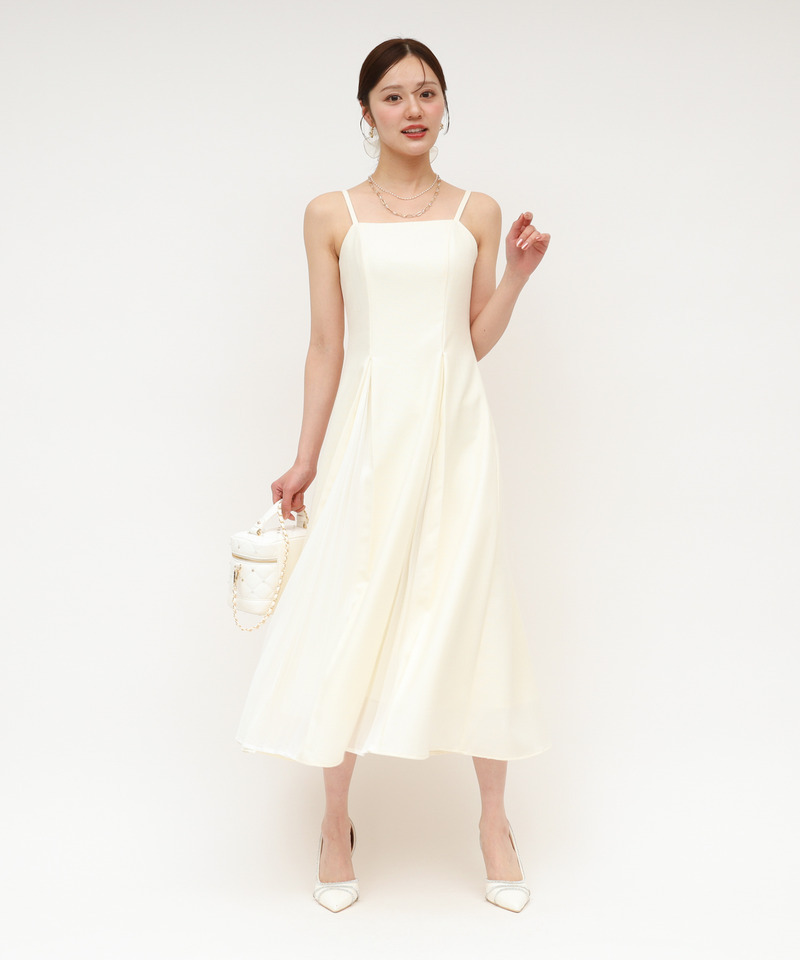 ラメツイードプリーツロングフレアワンピース 詳細画像 オフホワイト 1