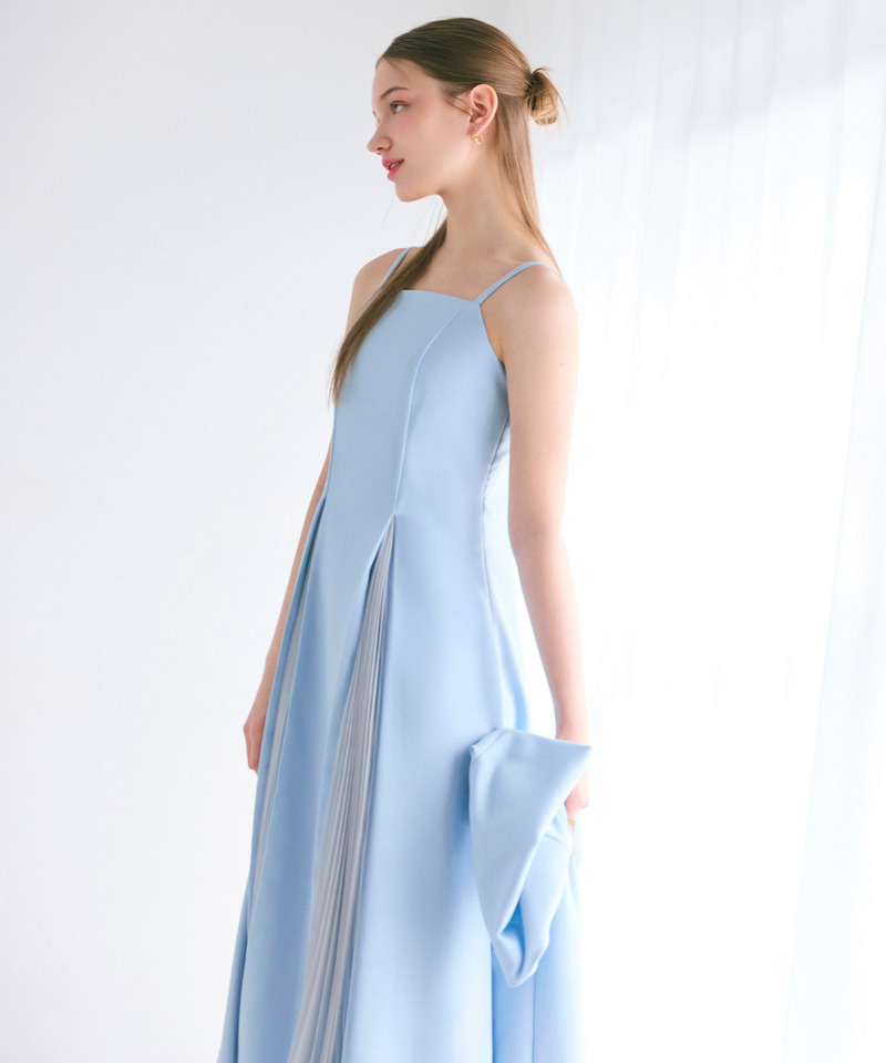 ラメツイードプリーツロングフレアワンピース 詳細画像 ブルー 7