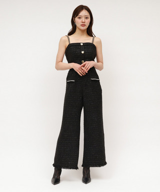 ダブルチェーンストラップツイードオールインワン