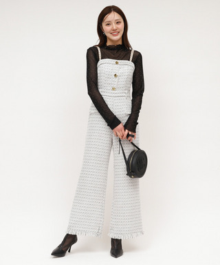 ダブルチェーンストラップツイードオールインワン