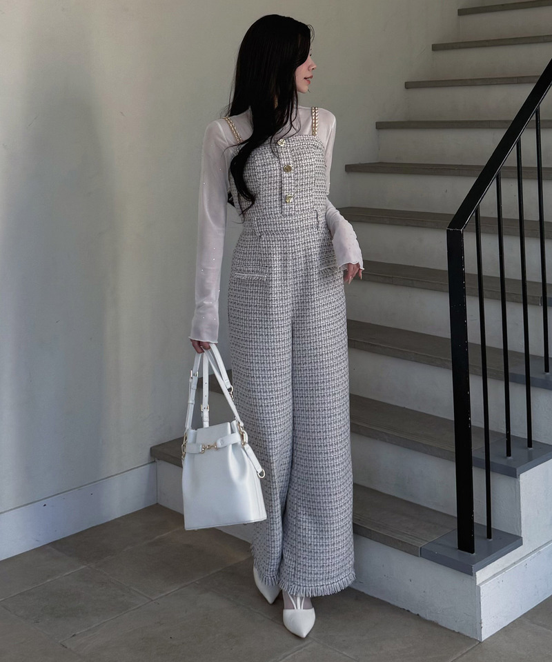 ダブルチェーンストラップツイードオールインワン 詳細画像 その他 12