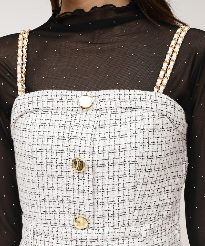 ダブルチェーンストラップツイードオールインワン 詳細画像 その他 4