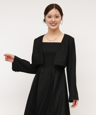 ラメツイードノーカラーショートジャケット