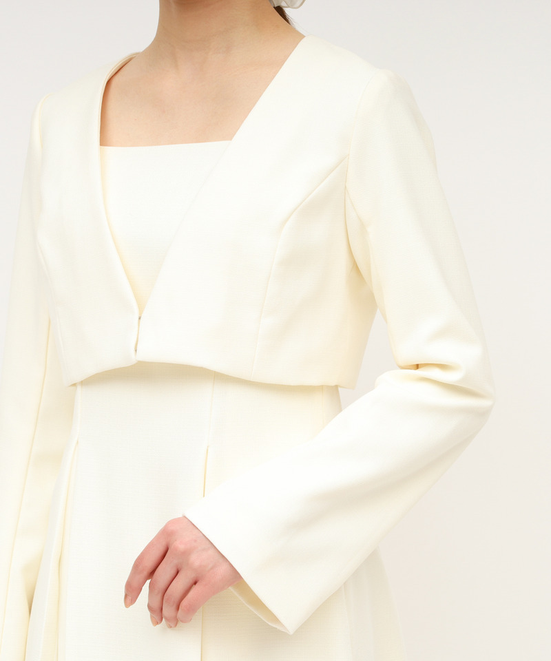 ラメツイードノーカラーショートジャケット 詳細画像 オフホワイト 5